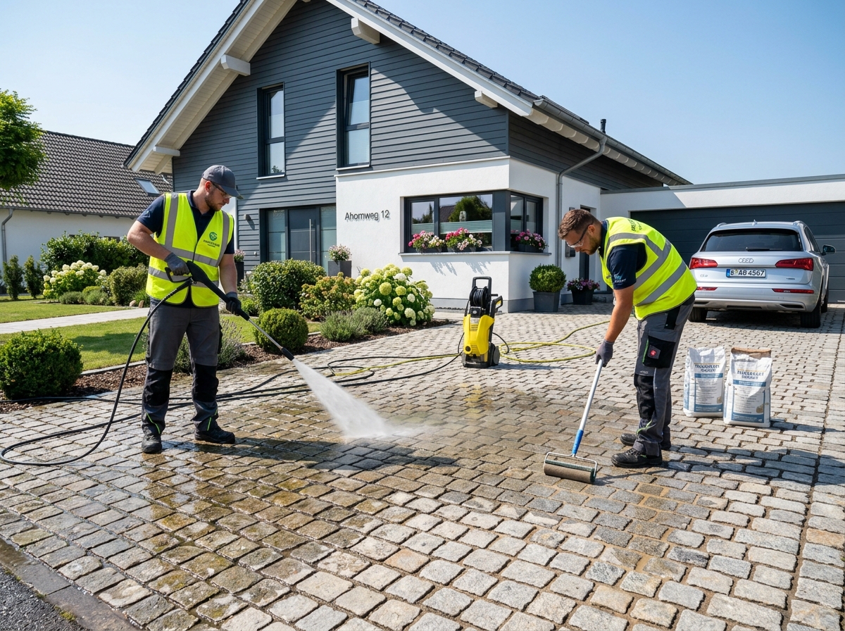 Tiefenreinigung und Versiegelung von Pflastersteinen